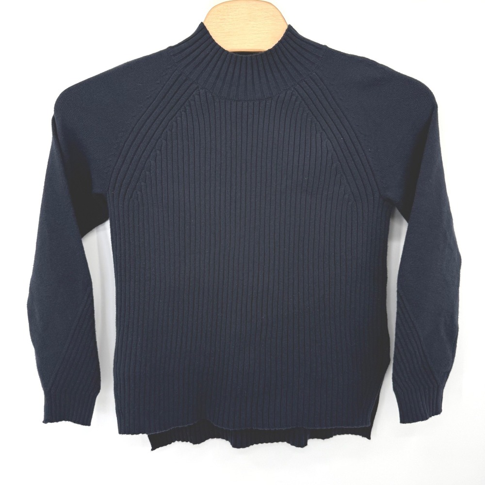 Banana Republic Sweater Mens Large‎ Navy Blue Mock Neck Ribbed Cotton Blend NWT
